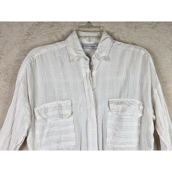 Faithful The Brand Women's Hi Low Tie Button Front Shirt Top Size 2 - Picture 3 of 5